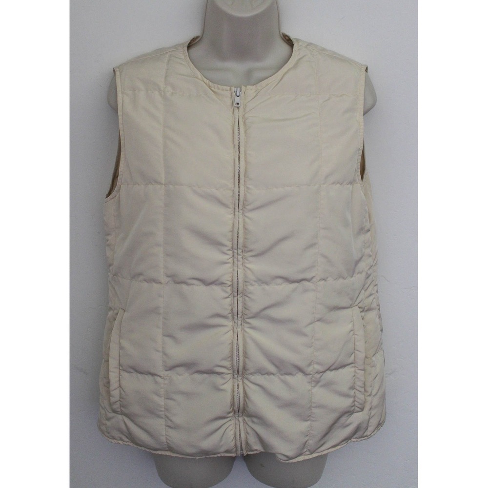 Weekend Max Mara Puffer Vest Womens 8 Ivory Goose Down Quilted Full Zip